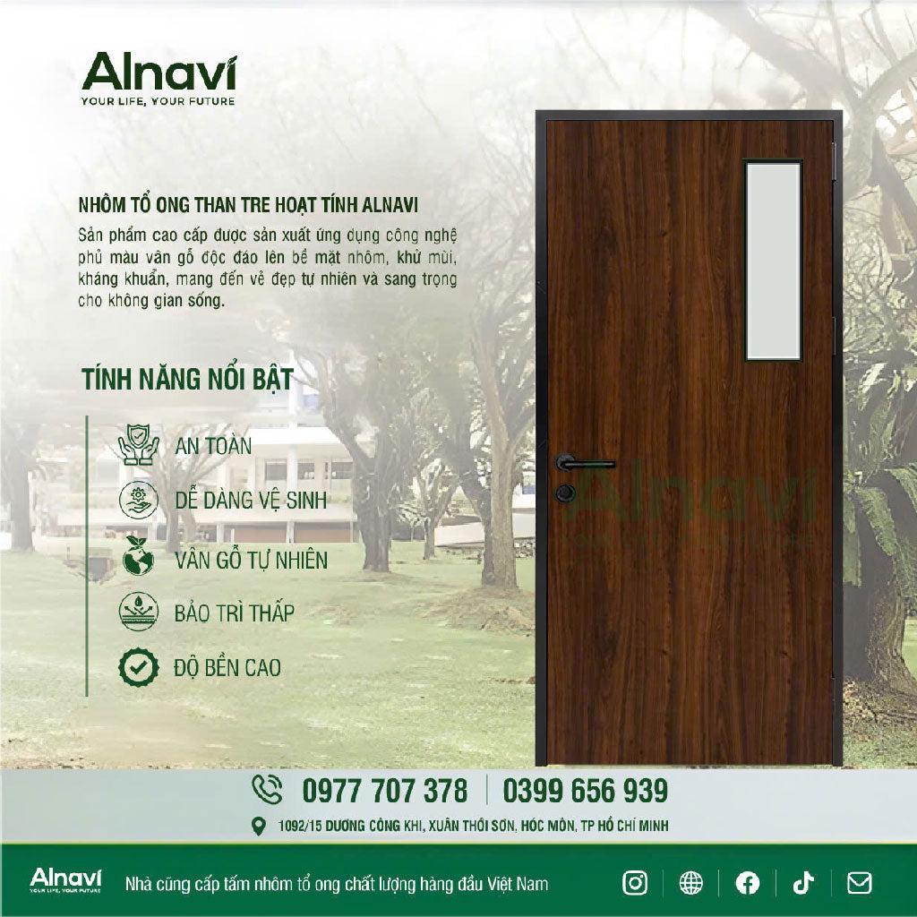 Cửa nhôm tổ ong vân gỗ