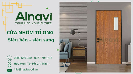 Cấu tạo cửa nhôm tổ ong than tre vân gỗ Alnavi